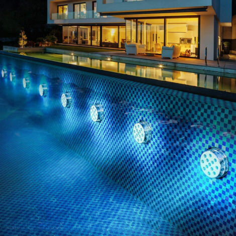 Lámpara LED impermeable para piscina Ensoleille con 13 luces, control remoto inalámbrico de 21 botones, clasificación IP68 y ventosas resistentes para una fácil instalación - 5cm13