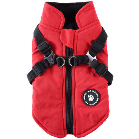 Abrigo impermeable para perros Ensoleille, talla XS, cálido, acolchado de algodón, protección contra el frío y la humedad, diseño con cremallera.