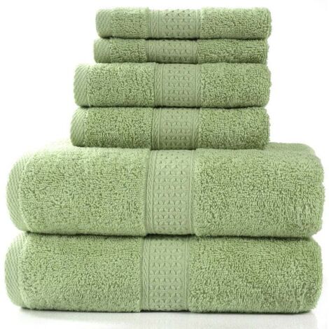 Toallas de la Colección Perla - Juego de 6 piezas, 100% algodón, 950 g/m², juego de toallas, 2 toallas de baño + 2 toallas de mano, color hoja de sauce (1/5)