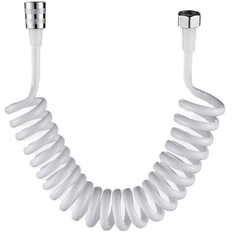 Manguera de ducha/tubo flexible de ABS con resorte para baño, inodoro, bidé y pistola rociadora de agua (blanco)