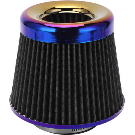 Filtro de admisión de aire para automóvil, filtro de aire cónico redondo de alto rendimiento de 3 pulgadas/76 mm, filtro de entrada de aire cónico universal reutilizable y lavable (negro). (1/4)
