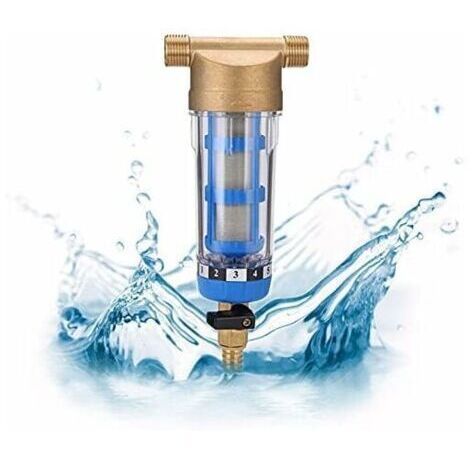 Prefiltro para retrolavado, filtro de agua del grifo para toda la casa, interfaz de 4 puntos con raspador. (1/4)
