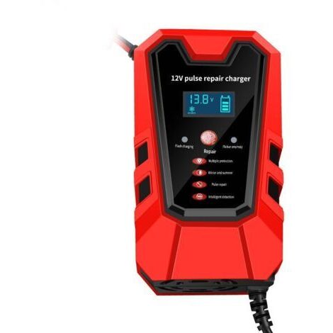 Cargador rojo de 12 V y 6 A para baterías de coche, baterías de motocicleta y baterías de plomo-ácido. (1/5)