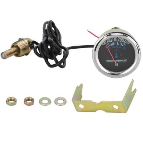 Manómetro mecánico de metal para coche de 52 mm para la temperatura del agua (38-104 ℃, 12 V, luz amarilla) (1/4)