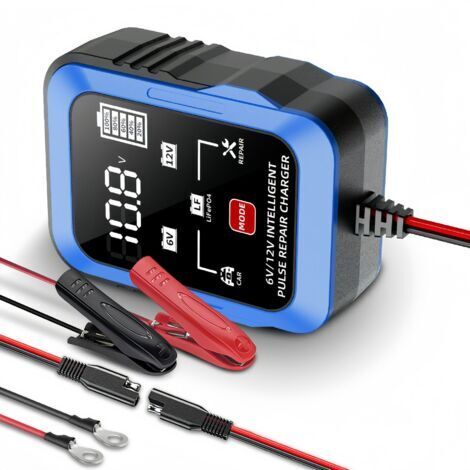 Cable adaptador azul de 6V/12V A/SE para cargador de 6V/12V para motocicletas, cortadoras de césped y baterías de automóviles, compatible con baterías de litio-hierro-plomo para la carga de motociclet (1/5)