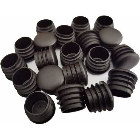 Tapones redondos de plástico, 20 unidades, color negro, para tubos, sillas, muebles, deslizadores o patas (25 mm). (1/5)