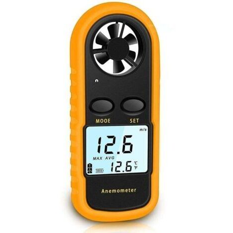 Anemómetro, anemómetro digital portátil de alta precisión (±5%) con retroiluminación LCD, anemómetro portátil para uso en exteriores, HAVC, drones.