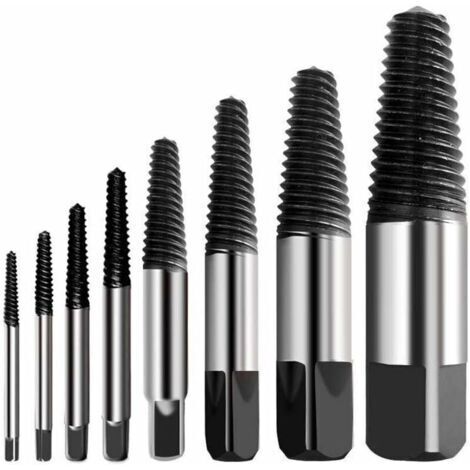 Extractor de tornillos rotos, kit extractor de tornillos multiastilla, acero inoxidable, extractor de tornillos rotos, fácil de quitar, adecuado para extraer tornillos dañados (8 piezas) (1/5)