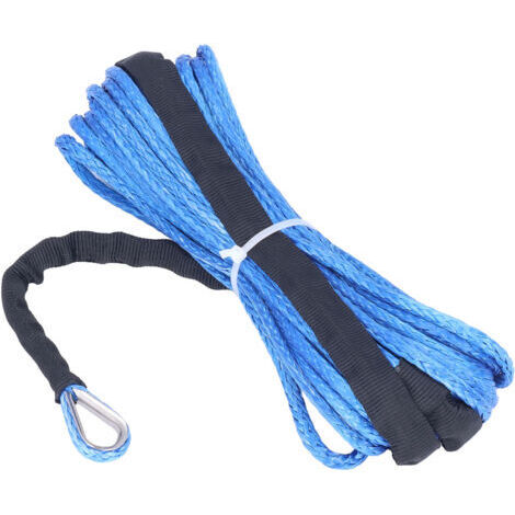 Cuerda de cabrestante de remolque de nailon azul, 6 mm x 15 m / 1/4 pulgada x 50 pies, repuesto resistente al desgaste para SUV, camiones y UTV ARB. (1/4)