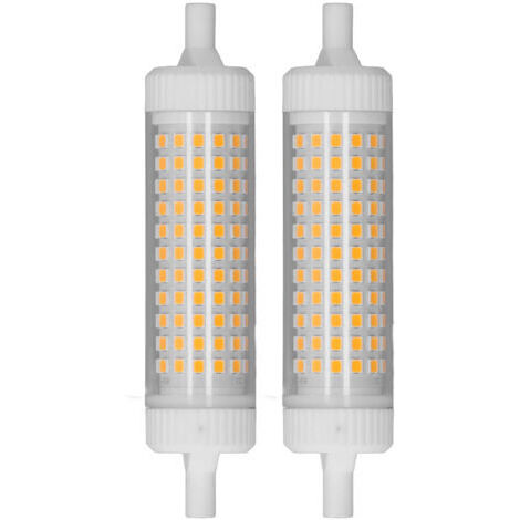 Bombilla LED R7S de 118 mm, paquete de 2, regulable, 15 W, 154 LED, foco de doble extremo para iluminación publicitaria nocturna en el hogar, luz blanca cálida, 220 V. (1/4)