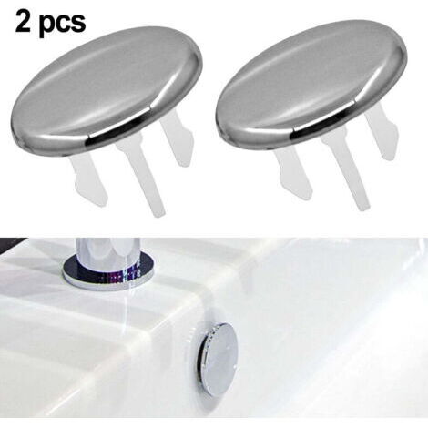 2 tapas de repuesto para el orificio de rebosadero del lavabo del baño, anillo embellecedor redondo de ABS. (1/4)