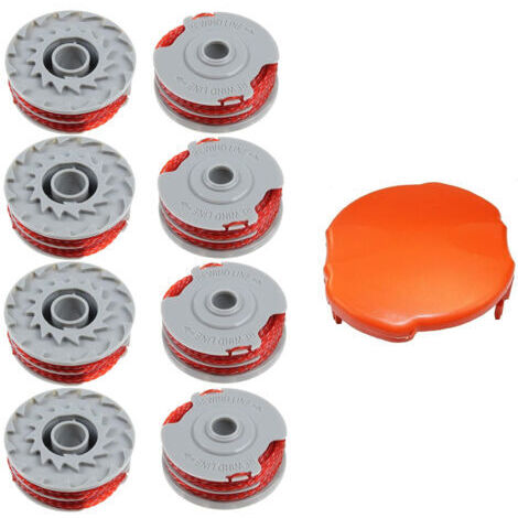 Carrete de hilo para cabezal de corte de césped, 8 carretes de hilo de doble alimentación automática premium para desbrozadora Flymo FLY021 (8 carretes + 1 tapa). (1/2)