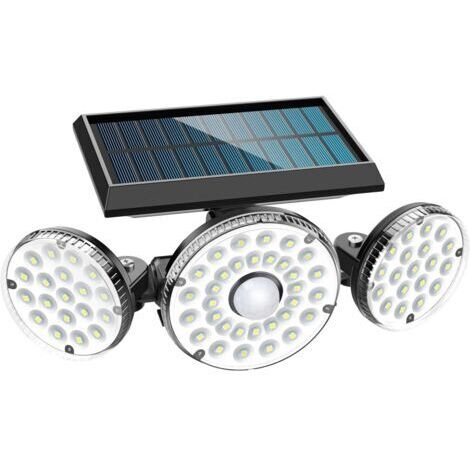 Lámpara solar para exteriores, 70 LED, con sensor de movimiento, resistente al agua IP65, luz solar de pared giratoria de 360° para balcones y jardines. (1/4)