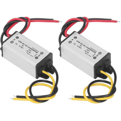 Convertidor de voltaje reductor (2 unidades) de CC de 8-50 V a 5 V, 3 A, 15 W. Regulador de voltaje para automóviles, barcos, yates, ferrocarriles y aviación. (1/4)