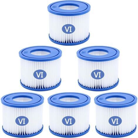 Paquete de 6 cartuchos de filtro para piscina tipo VI, cartucho de filtro para bomba de piscina Bestway, filtro de piscina Intex para Lay-Z-Spa, Miami, Mónaco, Vegas (1/5)