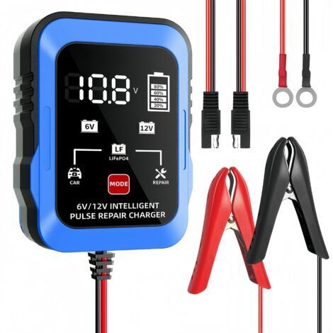 Cable adaptador ultradelgado azul de 6V/12V A/SE para cargadores de baterías de motocicletas, cortadoras de césped y automóviles, compatible con baterías de plomo-ácido.