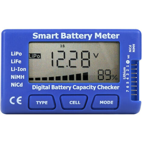 Medidor de batería digital inteligente 5 en 1, comprobador de capacidad de batería con pantalla LCD (1/4)