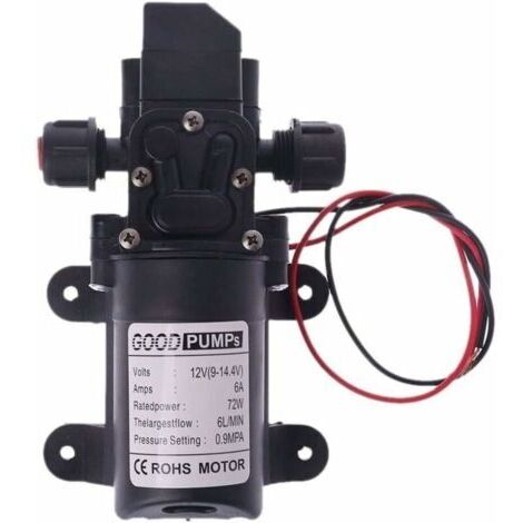 Bomba de agua de alta presión de 12 V CC, 70 W, 130 pies, 6 L/min con cebador de diafragma (Voltaje: 12 V)