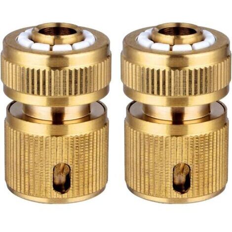 Juego de 2 conectores de latón para reparación de mangueras, conectores rápidos para mangueras de jardín, para mangueras de jardín de 1/2 pulgada, conector de extensión rápida, adaptador de grifo exte (1/4)