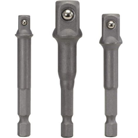 Juego de 3 adaptadores de enchufe - 6 puntas - 1/4" - 3/8" - 1/2" (1/4)