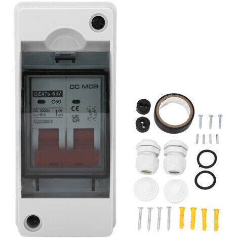 Interruptor automático de CC 2P 50A, interruptor seccionador miniatura IP65 resistente al agua, interruptor automático para energía solar fotovoltaica de 1000V (1/4)