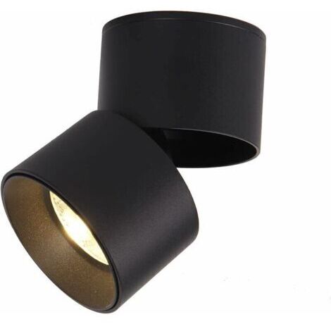 Foco de techo LED de superficie ajustable de 7 W, lámpara de techo con ángulo ajustable, lámpara de techo COB, giratorio 360° (blanco cálido 3000k) (negro) (1/5)