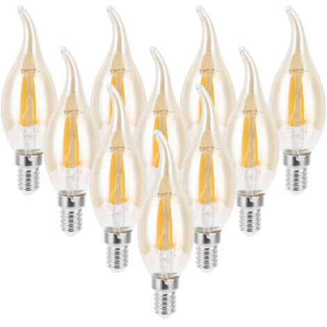 Bombilla LED C35 de filamento dorado, 2700K, 4W, base E14, cristal transparente, luz blanca cálida, 220-240V, paquete de 10 unidades (1/4)