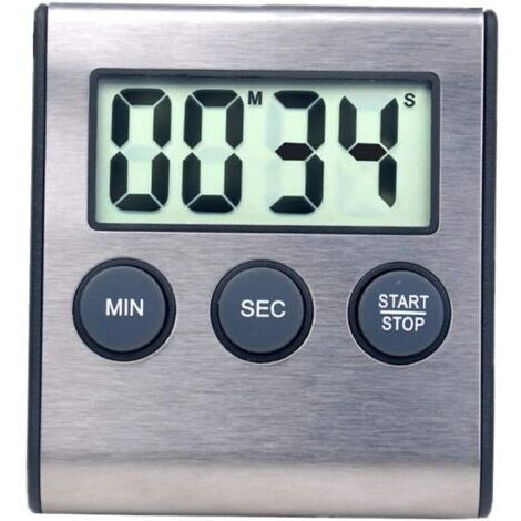 Mini temporizador digital, formato de 24 horas, cuenta atrás y cronómetro, para cocinar, hacer deporte, estudiar, asistir a reuniones, controlar el aparcamiento o realizar tratamientos médicos. Acero  (1/4)