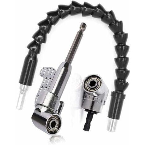Accesorio de destornillador en ángulo recto, broca en ángulo recto y kit de extensión flexible, 105 grados, vástago hexagonal de 1/4". (1/5)