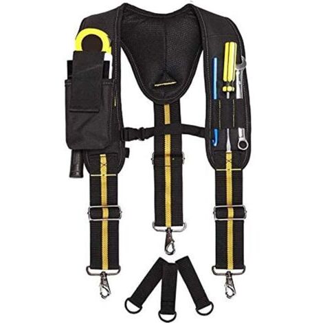Cinturón portaherramientas, riñonera con bolsillo para herramientas en forma de Y, cinturón portaherramientas multiusos de alta resistencia, kit de herramientas colgantes para electricistas y técnicos (1/4)