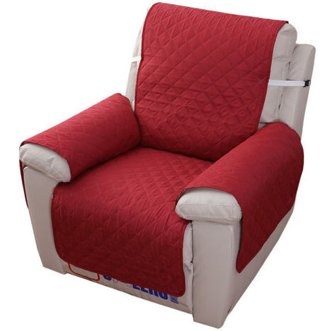 Funda acolchada antideslizante para sillón reclinable, impermeable, para sofá de 1 plaza, ideal para mascotas (rojo). (1/4)
