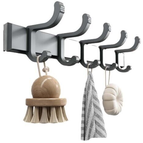 Cinco filas de ganchos plegables para el espacio en aleación de aluminio, cesta de baño, gancho para toallas, colgante de baño, colgante de baño (1/4)