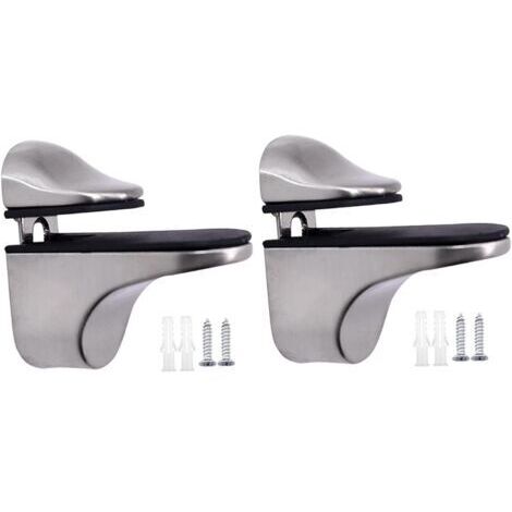 Abrazadera de soporte para estantes de vidrio, soportes de vidrio para madera de 3 a 21 mm, soporte de clip para baño para estantes de dormitorio, reparación de muebles, cepillado (1/4)