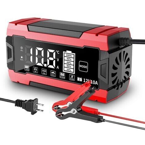 Cargador de baterías de fosfato de hierro y litio con pantalla blanca/roja de 14,6 V y 10 A. Cargador de baterías de fosfato de hierro y litio de 12,6 V y 10 A. Cargador de baterías de litio ternarias (1/5)