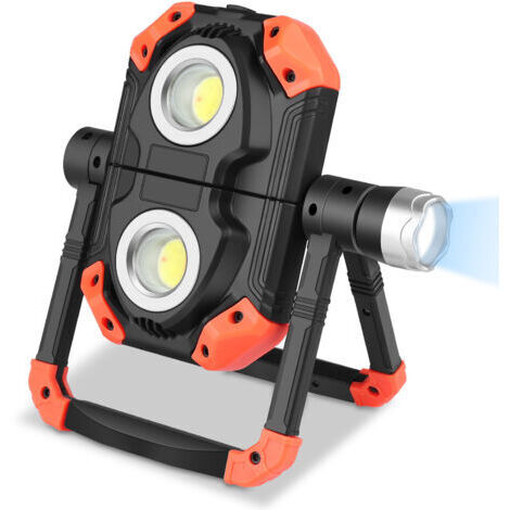 Foco LED recargable para exteriores, luz de trabajo portátil y flexible con rotación de 360° y batería recargable, equipado con 5 modos, linterna para camping, obra, garaje, taller [Clase energética] (1/4)