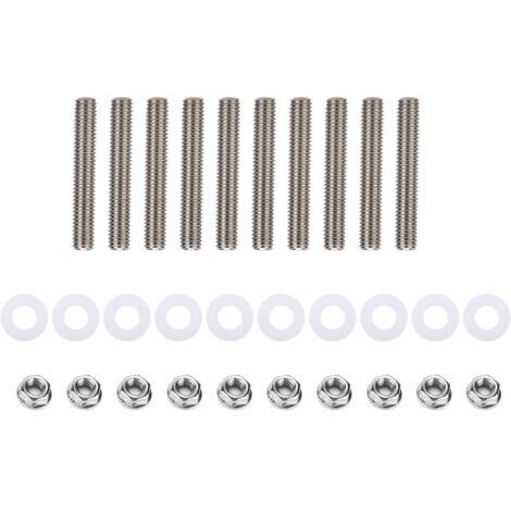 Kit de juntas para pernos espárragos y tuercas de colectores de escape y admisión, kit de pernos espárragos extendidos de acero inoxidable (1/4)