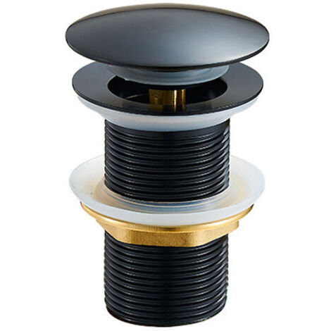 Tapón de desagüe universal sin rebosadero, tapón de desagüe negro para fregadero (1/2)