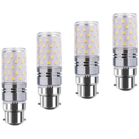 Bombillas LED tipo maíz B22 de 12 W, equivalentes a bombillas incandescentes de 100 W, 1200 lm, luz blanca cálida de 3000 K, bombillas decorativas tipo candelabro con base de vela B22, lámpara LED no (1/4)