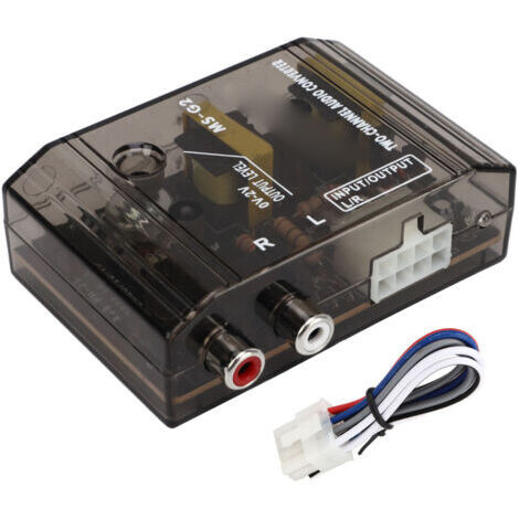 Convertidor de audio para automóvil, de alta frecuencia a baja frecuencia, 2 canales, resistente a golpes e interferencias, universal para vehículos. (1/4)