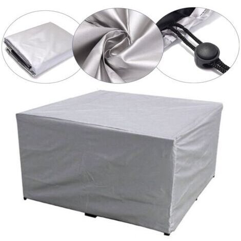 Fundas para muebles de jardín de 115x115x70cm, tejido Oxford 210D, impermeable, resistente al viento y a los rayos UV, lona protectora para mesas de jardín exteriores - Plateado (1/4)
