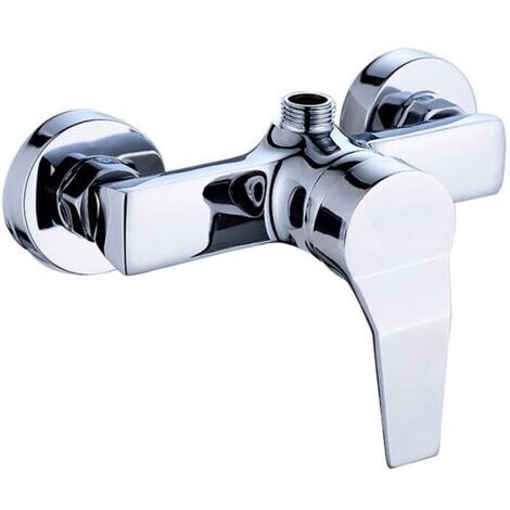 Grifo mezclador de ducha mural de latón cromado para baño, agua fría y caliente. (1/4)