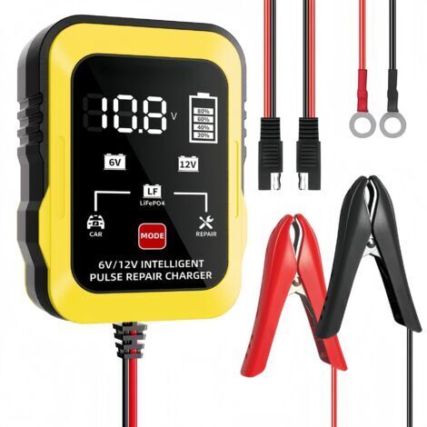 Cable adaptador ultradelgado amarillo de 6V/12V A/SE para cargadores de baterías de motocicletas, cortadoras de césped y automóviles, compatible con baterías de plomo-ácido.