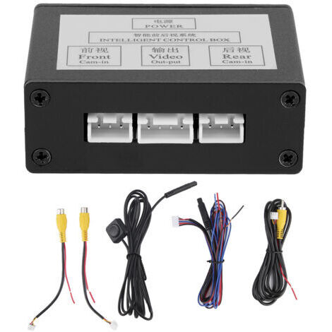 Caja de control con adaptador de canal de conmutación de vídeo para cámara de aparcamiento de coche inteligente, vista delantera y trasera (1/4)