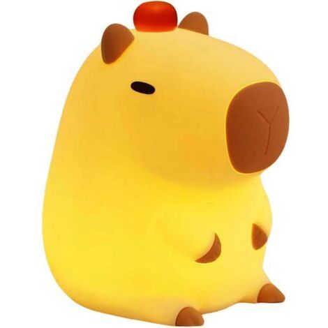 Lámpara de noche con forma de capibara, lámpara LED con forma de animalito adorable y blandita, luz nocturna regulable para habitación infantil, lámpara de mesita de noche táctil recargable, regalo pa (1/4)