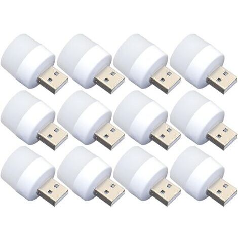 Mini luz nocturna USB - 12 bombillas enchufables, luz blanca portátil para baño, cocina, pasillo - Ideal para niños (1/4)