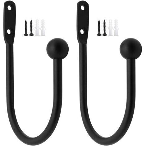 2 piezas de sujetadores de cortinas, ganchos decorativos para ventanas, ganchos de metal para cortinas, aptos para cortinas pesadas y ligeras - Negro (1/4)