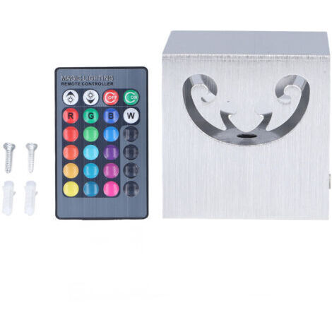 Lámpara de pared LED RGB de aluminio de 3 W con perlas LED, diseño hueco, 24 teclas, control de 360°, luz de pared LED brillante para dormitorio, 85-277 V. (1/4)