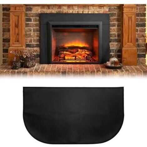 Alfombrilla para chimenea, pantalla semicircular de 100 x 50 cm, alfombrilla frontal ignífuga para chimenea, alfombrilla exterior ignífuga, resistente al agua, para chimenea, estufa o barbacoa (negra) (1/4)