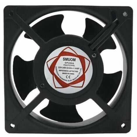 Ventilador axial para chimenea de cassette, insertable, resistente a altas temperaturas, con aspas metálicas, silencioso y universal. 120 x 120 x 38 mm. (1/4)