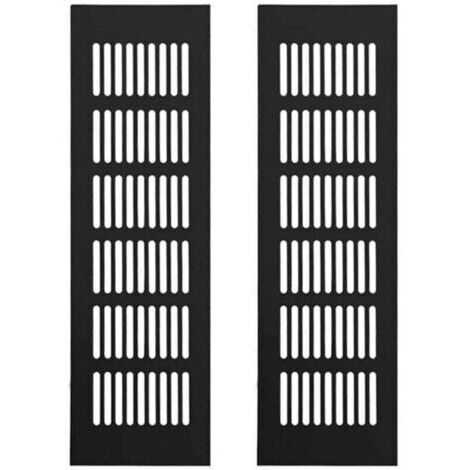 Rejilla de ventilación de aluminio de 2 piezas, rejilla de ventilación rectangular, rejilla de ventilación de aleación, rejilla de ventilación exterior, color negro, 250 x 80 mm (1/5)